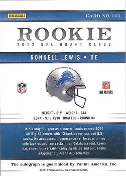 2012 Panini Elite - Turn of the Century Autographs #144 Ronnell Lewis Back