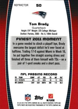 2012 Finest - Blue Refractors #50 Tom Brady Back