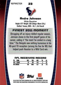 2012 Finest - Gold Refractors #23 Andre Johnson Back