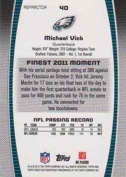 2012 Finest - Gold Refractors #40 Michael Vick Back