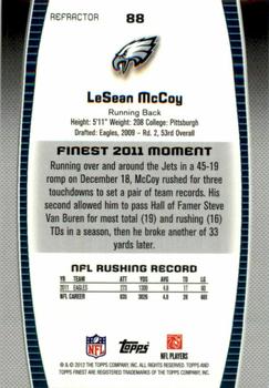 2012 Finest - Gold Refractors #88 LeSean McCoy Back
