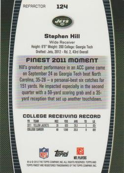 2012 Finest - Gold Refractors #124 Stephen Hill Back