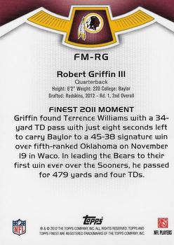 2012 Finest - Moments #FM-RG Robert Griffin III Back