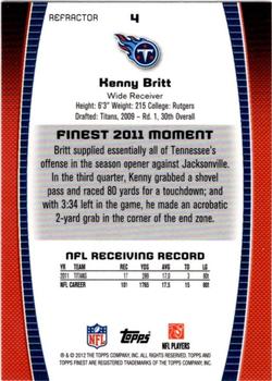 2012 Finest - Prism Refractors #4 Kenny Britt Back