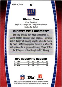 2012 Finest - Prism Refractors #6 Victor Cruz Back