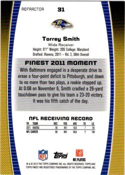 2012 Finest - Prism Refractors #31 Torrey Smith Back