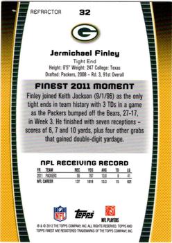 2012 Finest - Prism Refractors #32 Jermichael Finley Back
