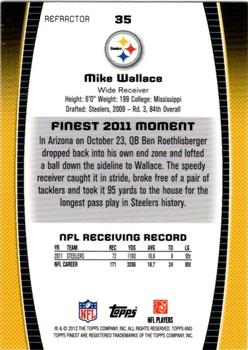 2012 Finest - Prism Refractors #35 Mike Wallace Back