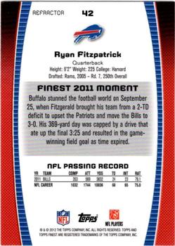 2012 Finest - Prism Refractors #42 Ryan Fitzpatrick Back