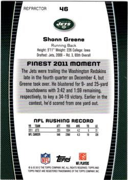 2012 Finest - Prism Refractors #46 Shonn Greene Back