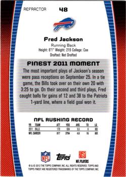 2012 Finest - Prism Refractors #48 Fred Jackson Back