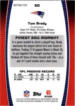 2012 Finest - Prism Refractors #50 Tom Brady Back