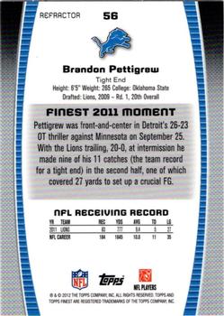 2012 Finest - Prism Refractors #56 Brandon Pettigrew Back