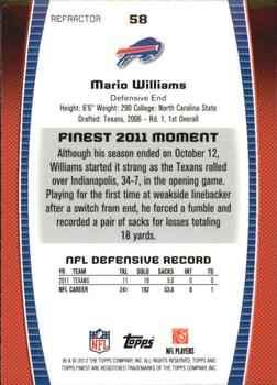 2012 Finest - Prism Refractors #58 Mario Williams Back