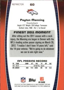 2012 Finest - Prism Refractors #60 Peyton Manning Back
