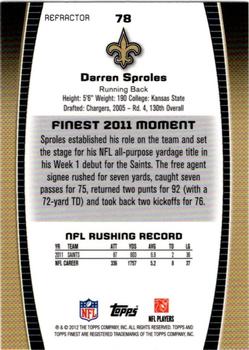 2012 Finest - Prism Refractors #78 Darren Sproles Back