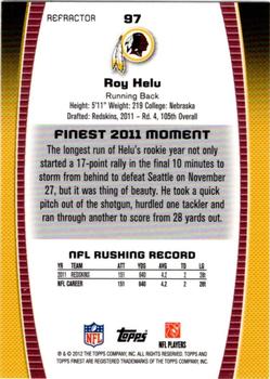 2012 Finest - Prism Refractors #97 Roy Helu Back