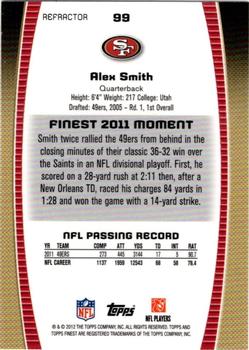 2012 Finest - Prism Refractors #99 Alex Smith Back