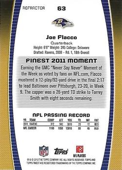 2012 Finest - Pulsar Refractors #63 Joe Flacco Back