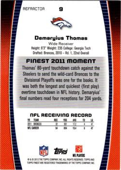2012 Finest - Refractors #9 Demaryius Thomas Back