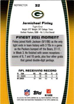2012 Finest - Refractors #32 Jermichael Finley Back
