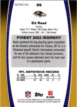 2012 Finest - Refractors #39 Ed Reed Back