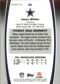 2012 Finest - Refractors #51 Jason Witten Back