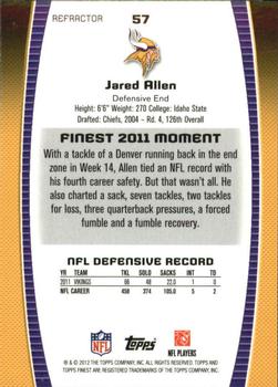2012 Finest - Refractors #57 Jared Allen Back