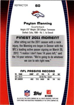 2012 Finest - Refractors #60 Peyton Manning Back
