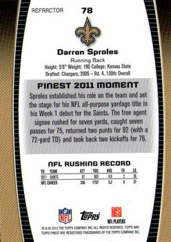 2012 Finest - Refractors #78 Darren Sproles Back