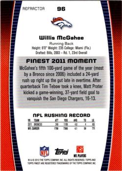 2012 Finest - Refractors #96 Willis McGahee Back