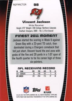 2012 Finest - Refractors #98 Vincent Jackson Back