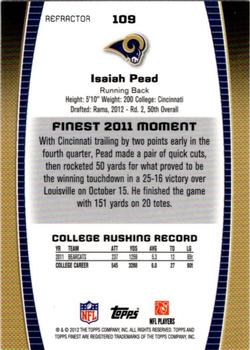 2012 Finest - Refractors #109 Isaiah Pead Back
