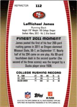 2012 Finest - Refractors #112 LaMichael James Back