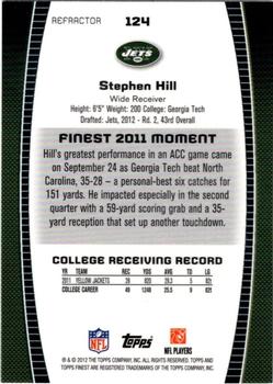 2012 Finest - Refractors #124 Stephen Hill Back