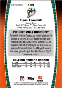 2012 Finest - Refractors #135 Ryan Tannehill Back