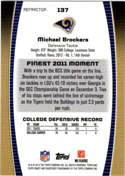 2012 Finest - Refractors #137 Michael Brockers Back