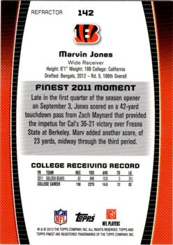 2012 Finest - Refractors #142 Marvin Jones Back