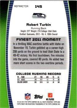 2012 Finest - Refractors #145 Robert Turbin Back