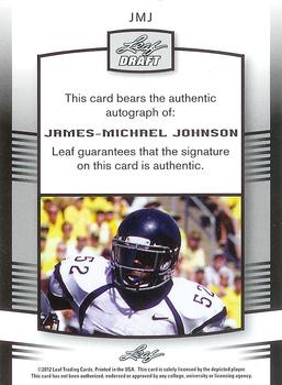 2012 Leaf Draft - Autographs Blue #JMJ James-Michael Johnson Back