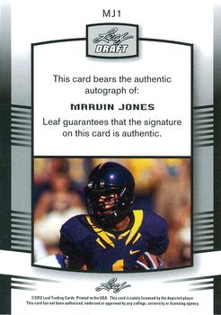 2012 Leaf Draft - Autographs Blue #MJ1 Marvin Jones Back