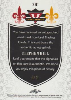 2012 Leaf Valiant - Black #SH1 Stephen Hill Back