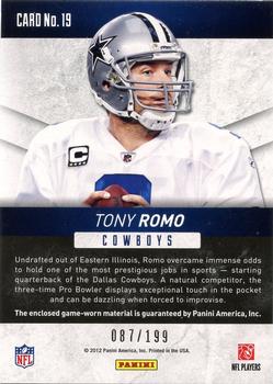 2012 Panini Rookies & Stars - Revolution Materials #19 Tony Romo Back