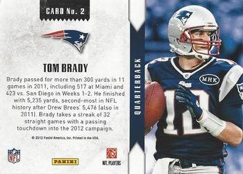 2012 Panini Rookies & Stars - Statistical Standouts #2 Tom Brady Back