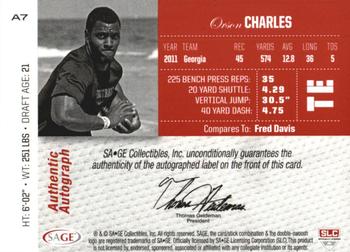 2012 SAGE Autographed - Autographs Gold #A7 Orson Charles Back