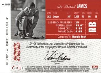 2012 SAGE Autographed - Autographs Gold #A25 LaMichael James Back