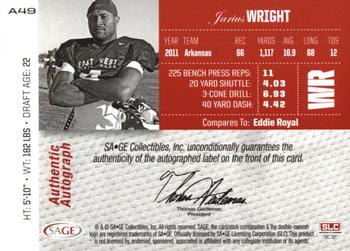 2012 SAGE Autographed - Autographs Platinum #A49 Jarius Wright Back