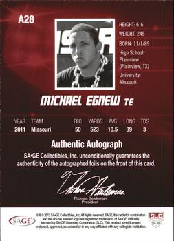2012 SAGE HIT - Autographs #A28 Michael Egnew Back