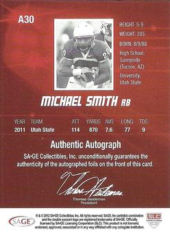 2012 SAGE HIT - Autographs #A30 Michael Smith Back