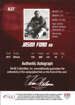2012 SAGE HIT - Autographs #A37 Jason Ford Back